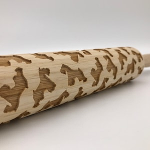 Rolling Pin: Schnauzer Dogs | embossed cookies clay pottery décor baking gift