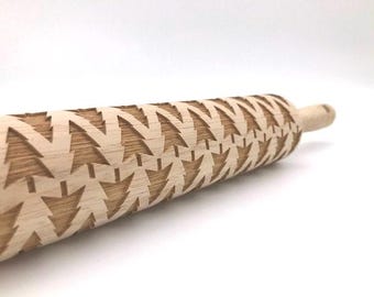 Embossed Christmas Tree Rolling Pin | Cookie & Pottery Decor