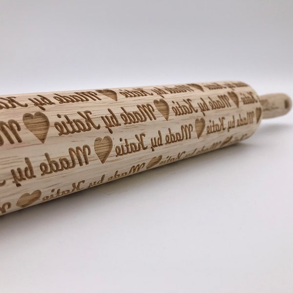 Personalized Rolling Pin: "Made by" | embossed cookies clay pottery décor baking gift