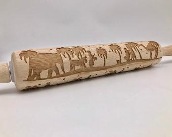 Rolling Pin- Nativity Scene | embossed cookies clay pottery décor baking gift