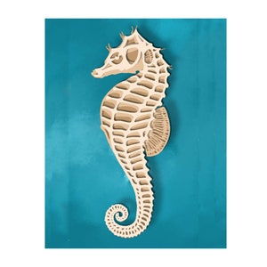 Seahorse, Sea horse, papercut, template, diy template, layered papercut, aquatic gift, aquatic art, papercut art, commercial, Hippocampus