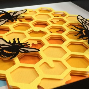 Honey bee, Papercut template, DIY, Instant download, Bee, Honeycomb, Apiarist gift, Layered papercut, Layered shadow box, Gardener gift