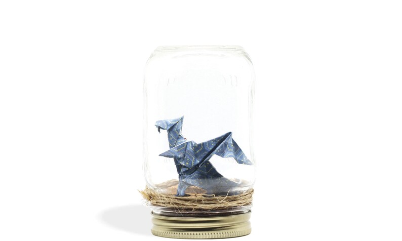 Origami X Papier Drachen Gefäß Topf Mason Mit Falten Durch Kozouf Muster Hexagol Blau Und Grau Dekoration Tisch Schreibtisch Regal