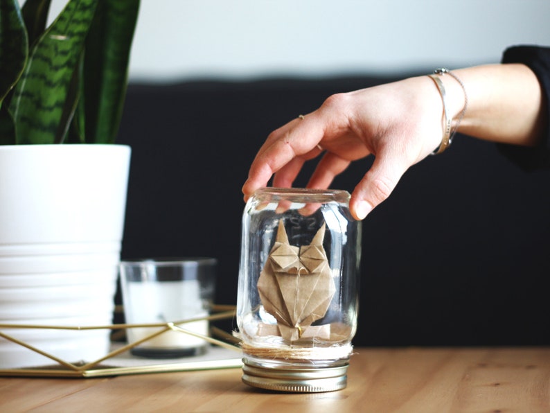 Origami Mason Jar X Paper Owl / Kraft Paper / Paper Folding by Etsy