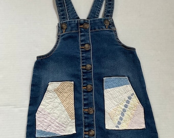 Upcycled Jumper with Applique from Vintage Quilt, size 3T
