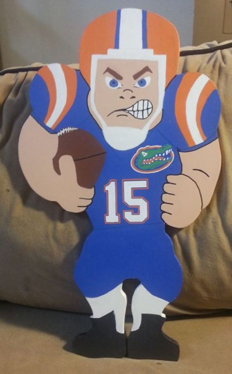 Custom Hand Painted Wooden Football Player Yard Art Sign Etsy