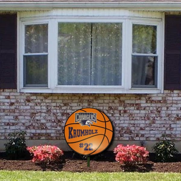 Custom Basketball Yard Art Sign – Personalized Wooden Sports Decor for Teams, Players & Schools