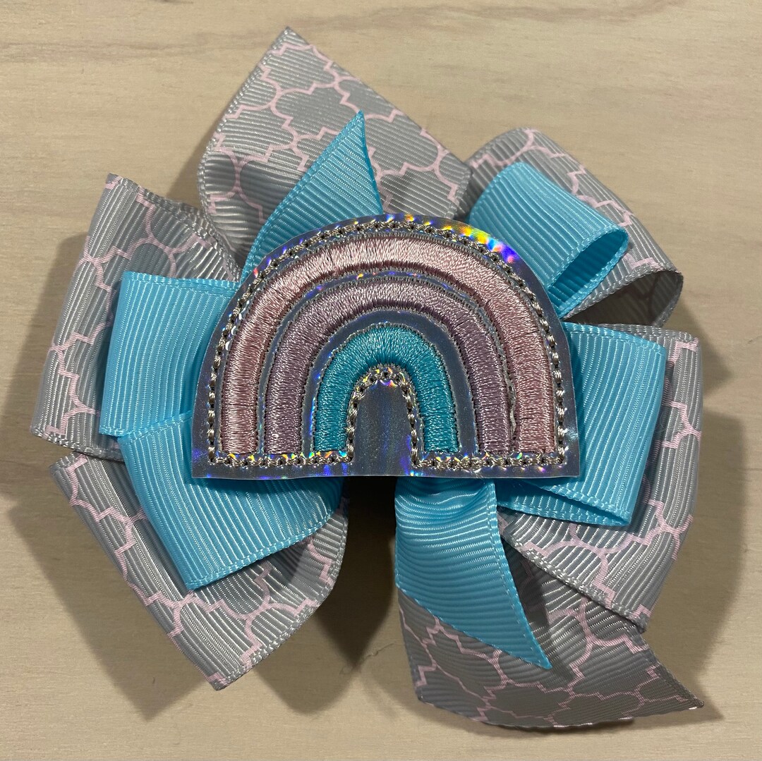 Pastel Rainbow Hair Bow, Pastel Rainbow Bow, Rainbow Bow, Rainbow Hair