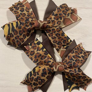Animal Print Hair Bows, Animal Print Bows, Brown Bows, Two Bows with This Order, Pig Tail Bows, Bun Bows, Animal Print, Handmade Hair Bow
