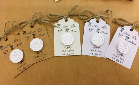 150 Customisable personalised chocolate sixpence wedding favours For richer or poorer