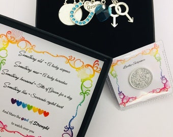 LGBT Rainbow Groom pin, love wins, same sex marriage gift. gay wedding Something old, something new, something borrowed, something blue