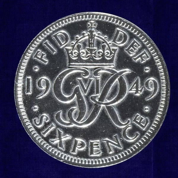 Lucky silver sixpence 1947 a 1967 eligió su fecha de cumpleaños o regalo de bodas.