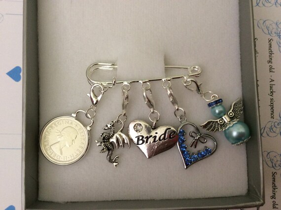 SILVER SIXPENCE GIFT BRIDAL WEDDING LUCKY HORSESHOE HEART SWEEP CLIP ON CHARM