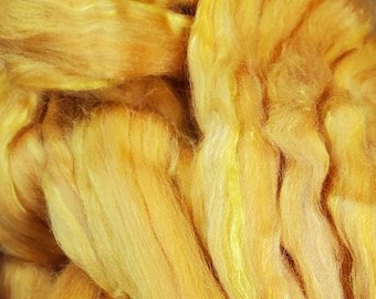 Sunflower- 70/15/15 blend of superfine merino, mulberry silk, bamboo, combed top, 4oz