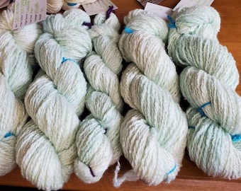 Hand Spun Yarn- Kettled dyed seafoam green tweed aran weight