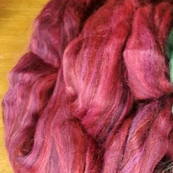 Ruby- 75/25 blend of superfine merino and tussah silk, 4oz