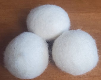 Wool dryer balls, natural laundry balls, 1oz each