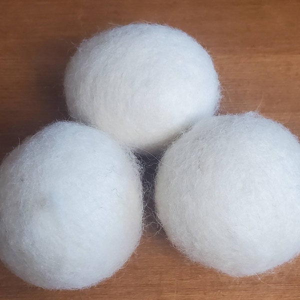 Wool dryer balls, natural laundry balls, 1oz each