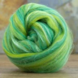 Combed Top Spinning Fiber, 70/30 23 micron merino and tussah silk, 4oz
