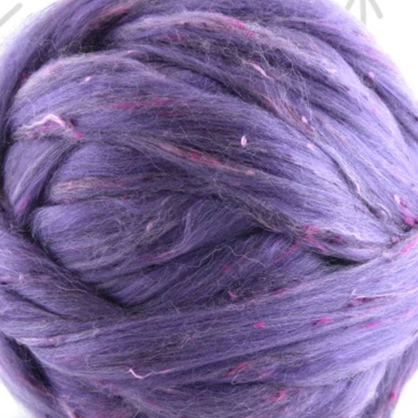 Legacy- 33/33/33 blend of dyed merino, dyed, bamboo, and dyed viscose tweed combed top, spinning fiber