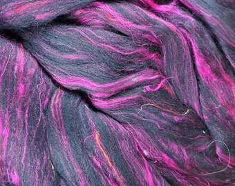 Hot Topic- 80/20 Blended combed top made from superfine merino and sari silk, 4oz