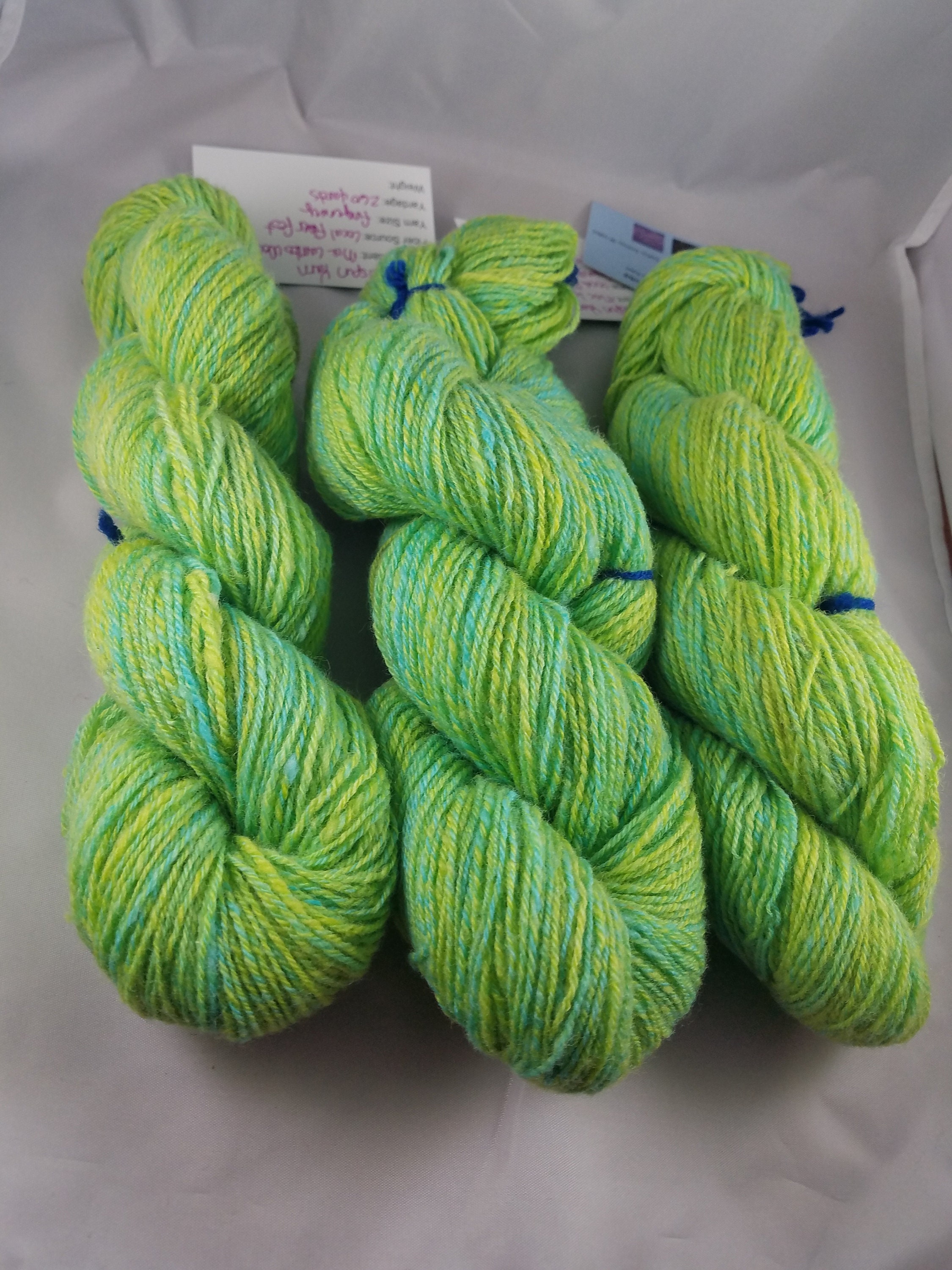 Green Merino Yarn Handspun on Drop Spindle Green Single Spun Yarn
