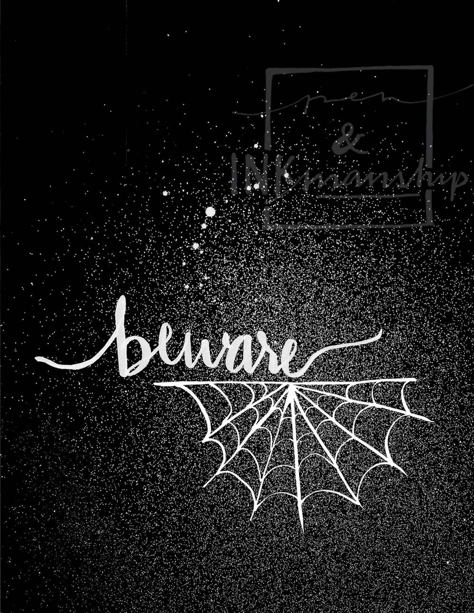 Halloween Printable Black and White Decor, Digital Halloween Art Print ...