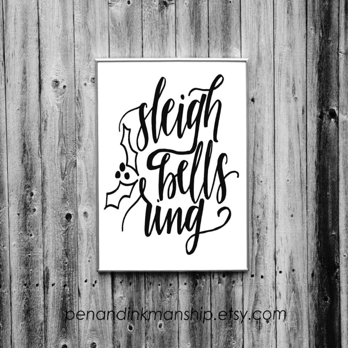 Sleigh Bells Ring Printable Instant Download. Minimal Christmas Poster