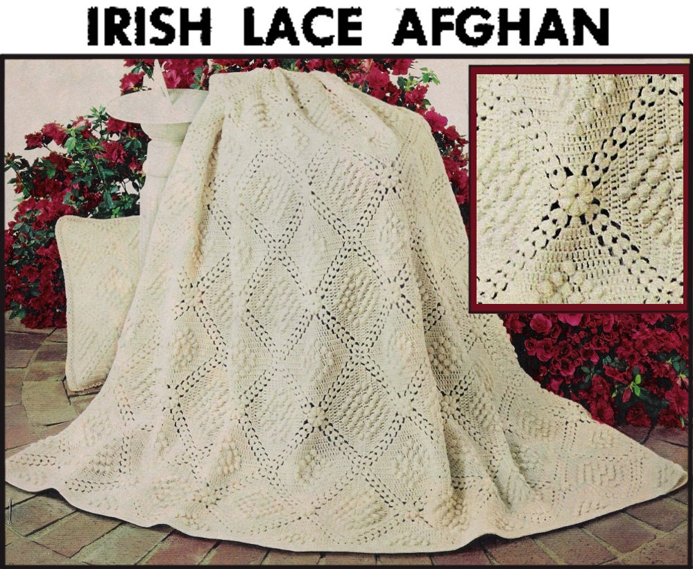 PDF of vintage crochet pattern Irish Lace Afghan Etsy