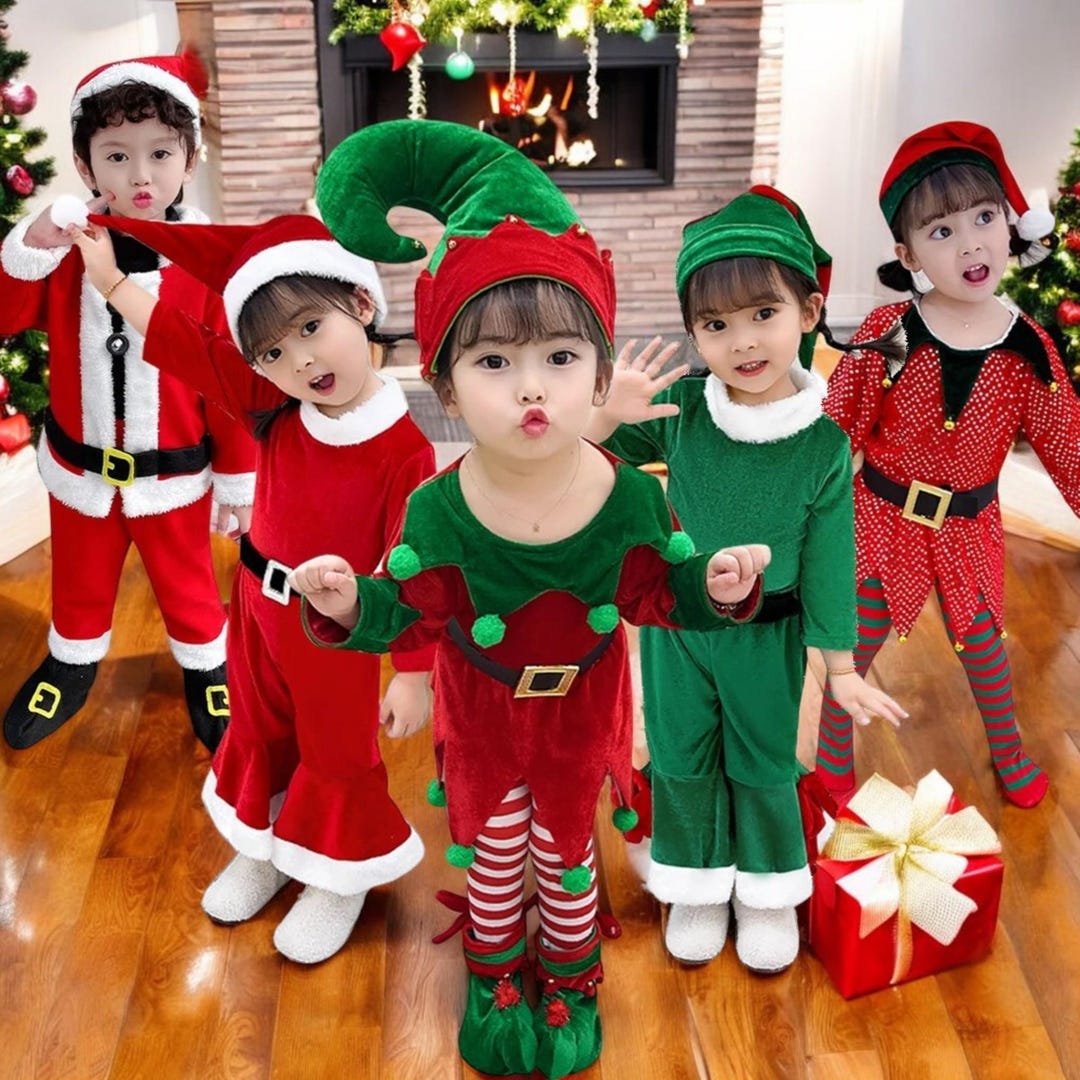 thumbnail image 2 of 4pcs Kids Costume Santa Claus Suit With Hat Belt For Children Boy 3-5 Years Old 2 of 12
