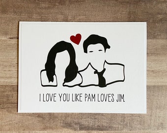 Handmade "I love you like Jim loves Pam" Card | "I love you like Pam loves Jim" | The Office Valentine | The Office Card