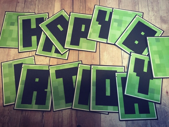 Handmade Minecraft Themed Happy Birthday Banner Etsy