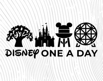 Disney One A Day SVG | Camiseta Disney World | Magic Kingdom | Animal Kingdom | Hollywood Studios | Epcot | Download digital da Disney