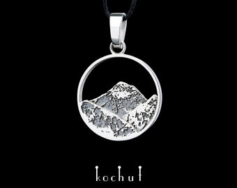 Everest mountain pendant necklace sterling silver Unique design Handmade