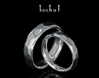 Absolute – Mens hammered wedding rings. Couples wedding bands. Unique design. Handmade by kochut