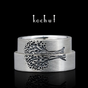 Tree of life matching rings for couples. Couple ring set Unique design. Handmade jewelry by kochut