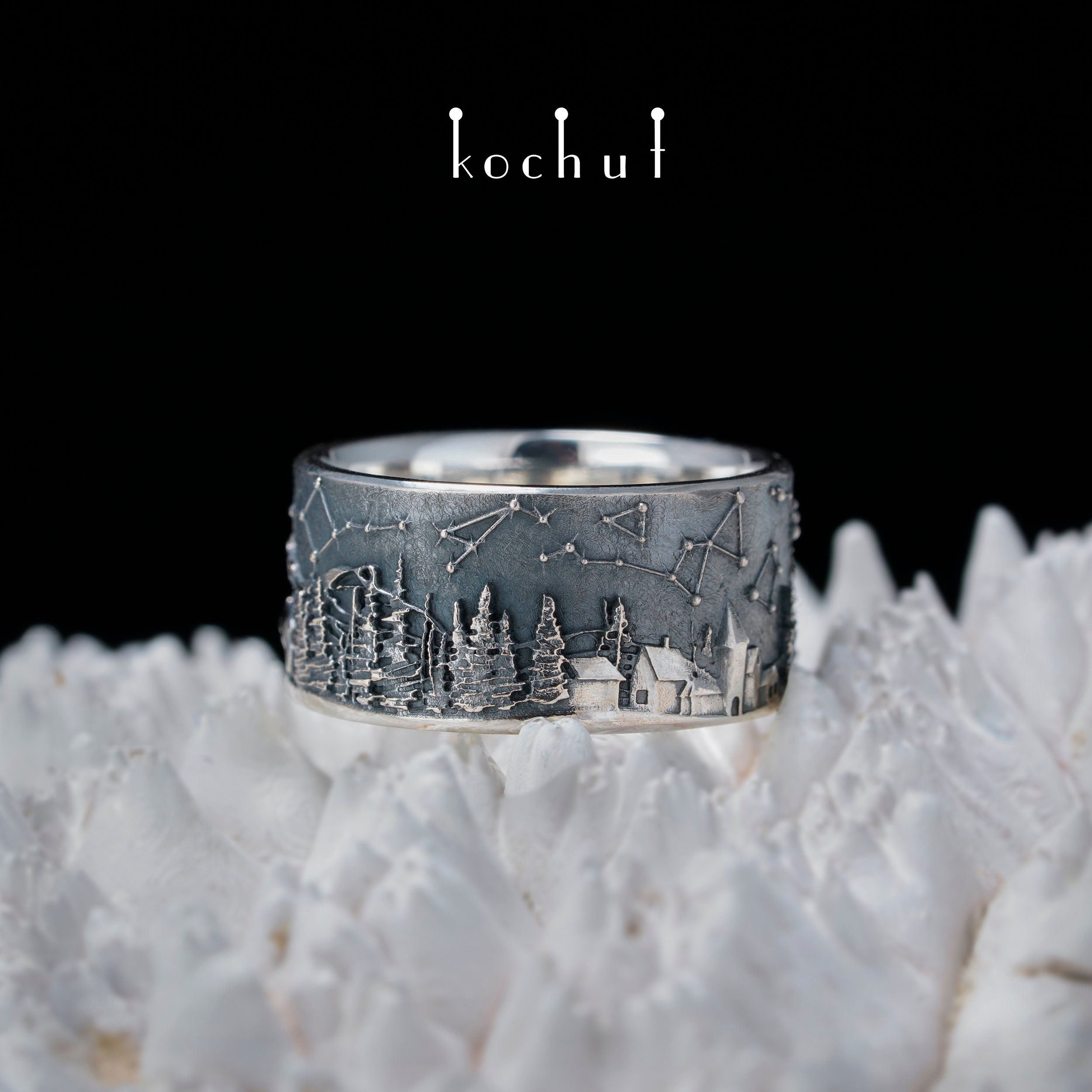 Mountains Promise Ring for Him Male Wedding Band Silver Unique Etsy