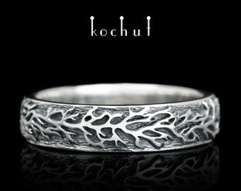 Nature ring "Forest" is branch band and leaf ring. Matching couples rings. Unique design. Handmade by kochut