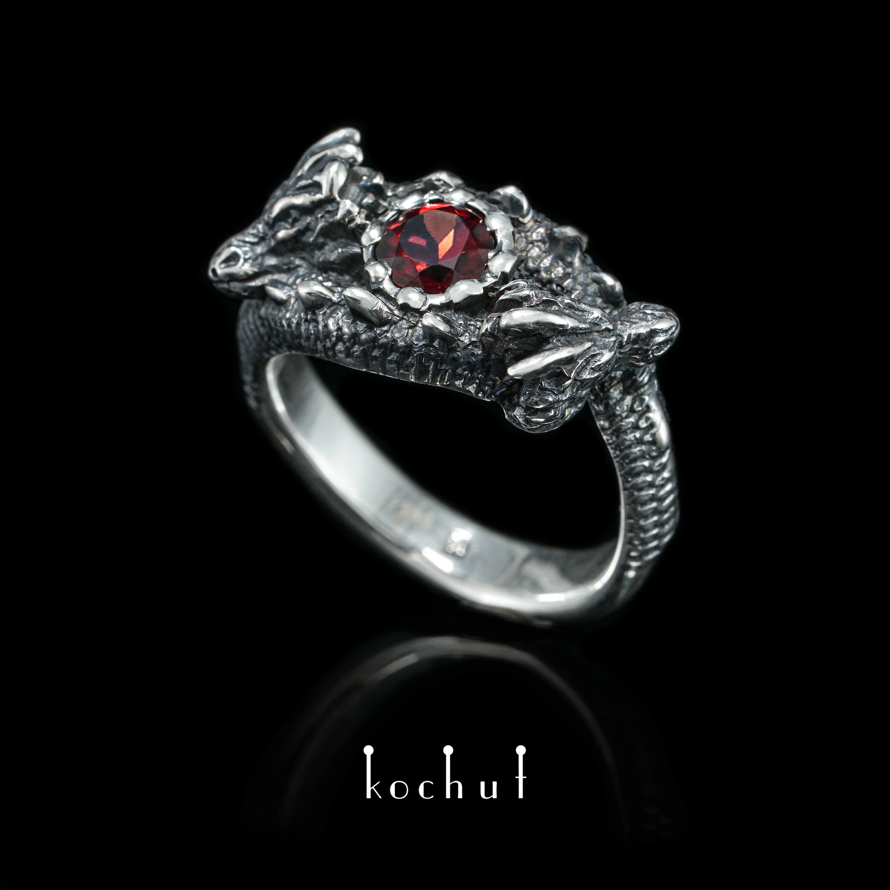 Two Dragon Rings Double-headed Dragon dragon Ring With Red Garnet. Gothic - Etsy UK