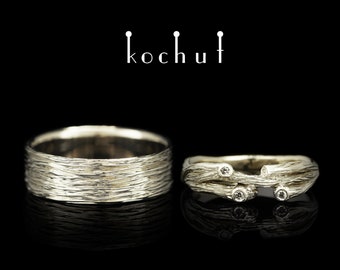 Curved wedding band White 14K gold. Matching rings for couples with unique promise ring. Unique design. Handmade by Kochut