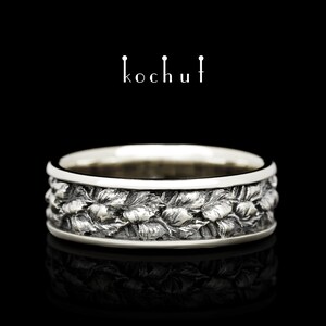 Unique wedding ring «Birch». Nature inspired ring with leaf. Unique design. Handmade by Kochut