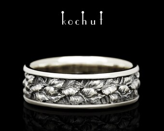 Unique wedding ring «Birch». Nature inspired ring with leaf. Unique design. Handmade by Kochut