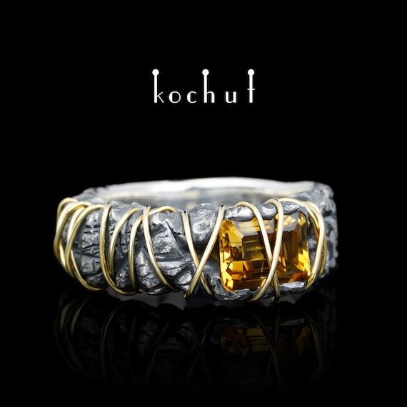 Reincarnation Sterling Silver Ring Men With Citrine. Men s Wedding