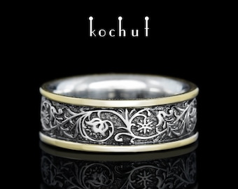 Harmony of nature – couples promise ring. His and hers wedding ring set - Nature rings. Unique design. Handmade jewelry by kochut