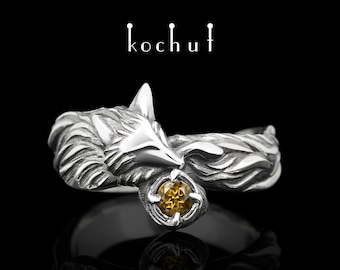 Little fox - Fox ring for women. Animal engagement ring. nature inspired ring. Hand made by kochut