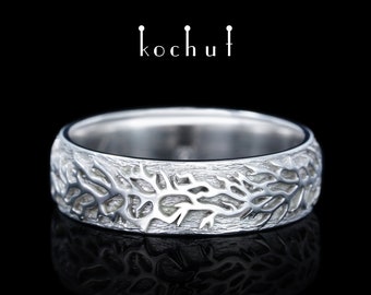 Matching rings for couples "Forest". Couple promise ring. Unique design. Handmade by Kochut