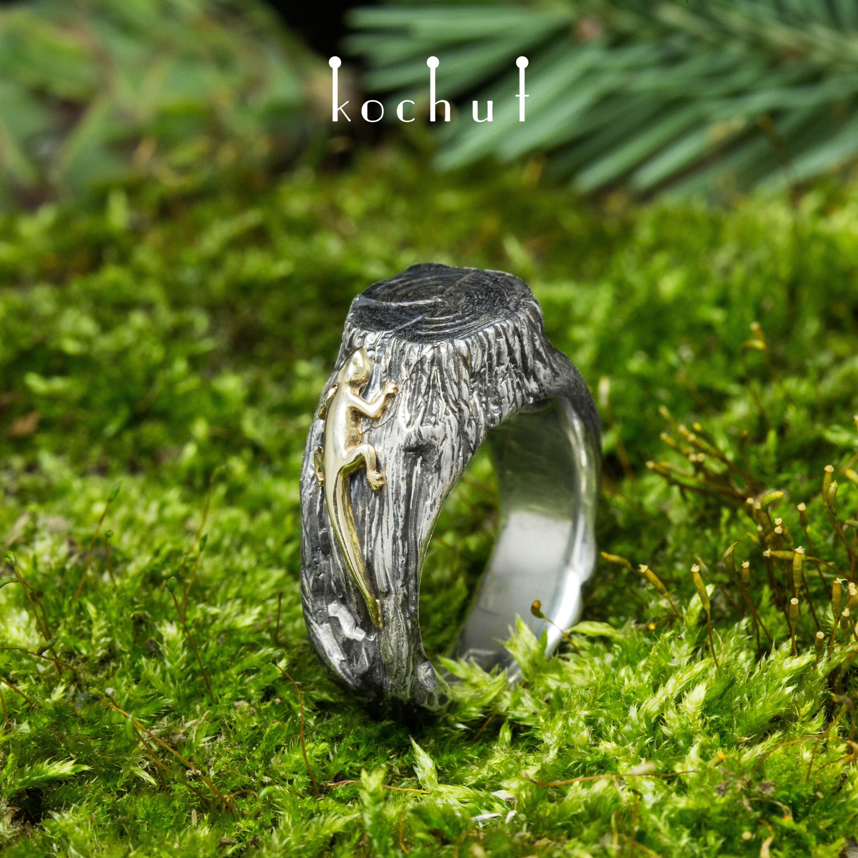 Stump forest ring. Chunky ring silver. Enchanted forest ring. Etsy