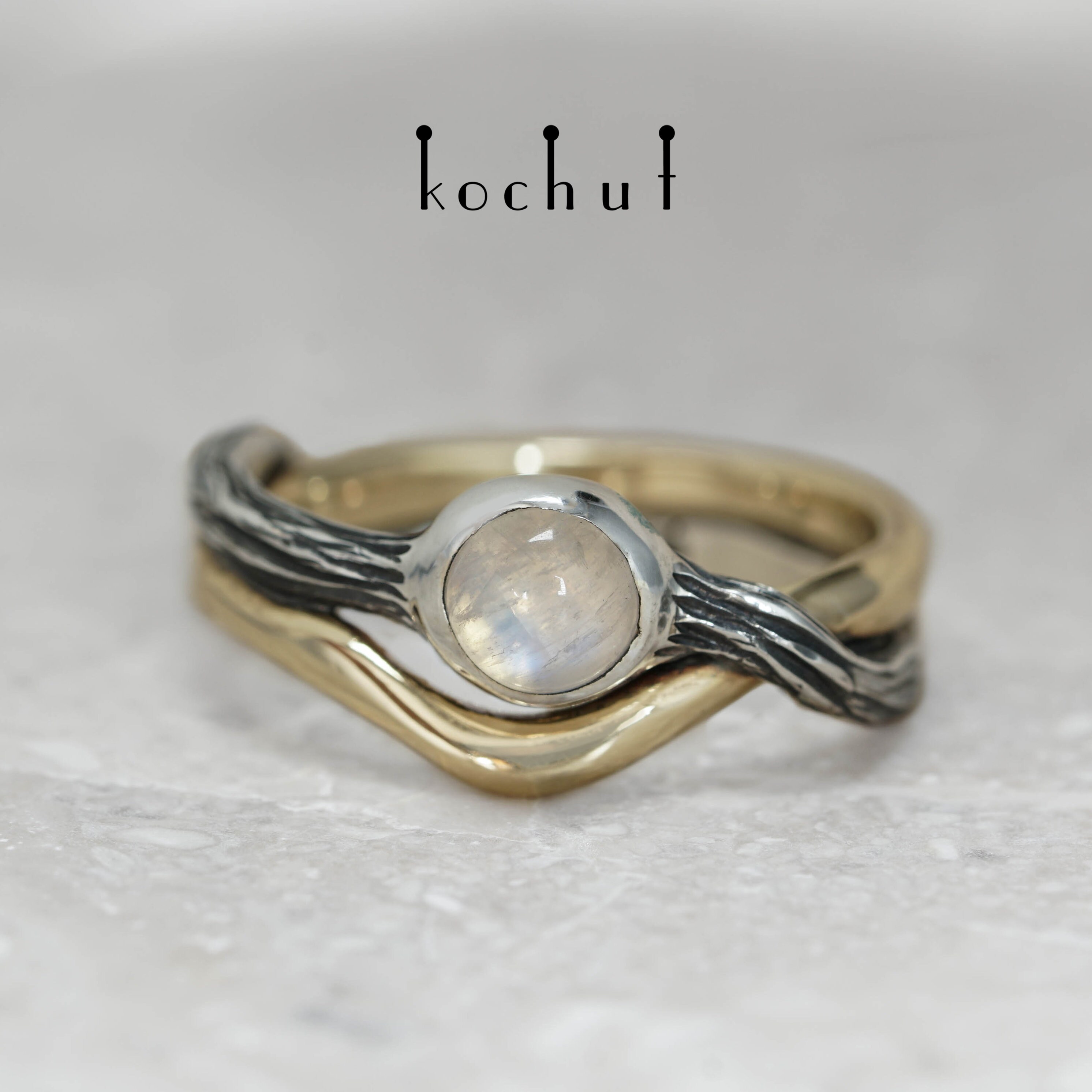 Promise Ring Moonstone Sterling Silver Gold Size 5 3/4 IN Etsy