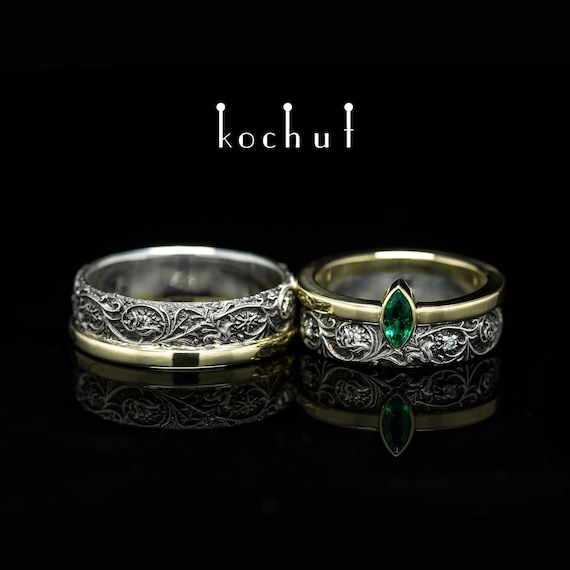 Emerald couple rings deals