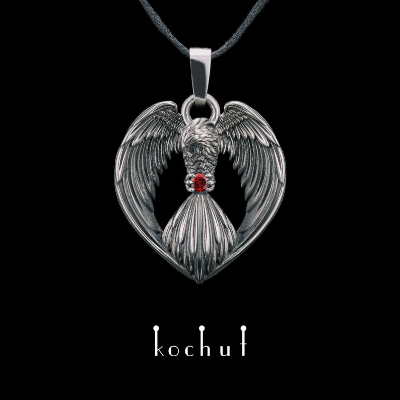 Silver Phoenix Necklace Fire Bird Necklace Men. Gift for Etsy